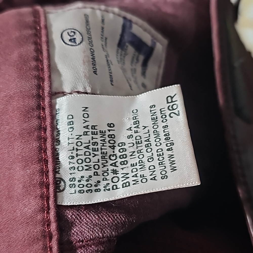 AG Adriano Goldschmied Women's Skinny Jeans in Burgundy - Picture 5 of 8